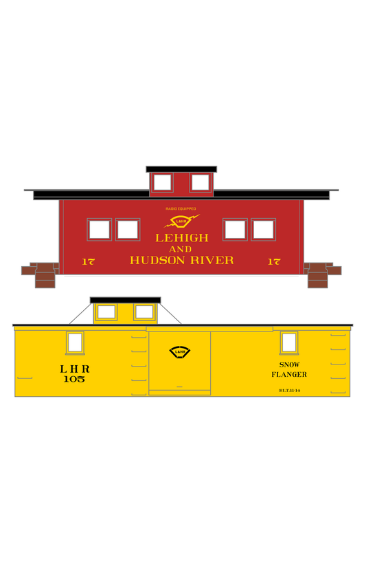 Lehigh and Hudson River Caboose and Flanger White, Yellow and Black