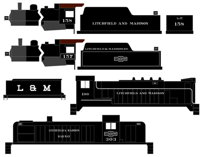 Litchfield and Madison Steam Or Diesel Locomotive White