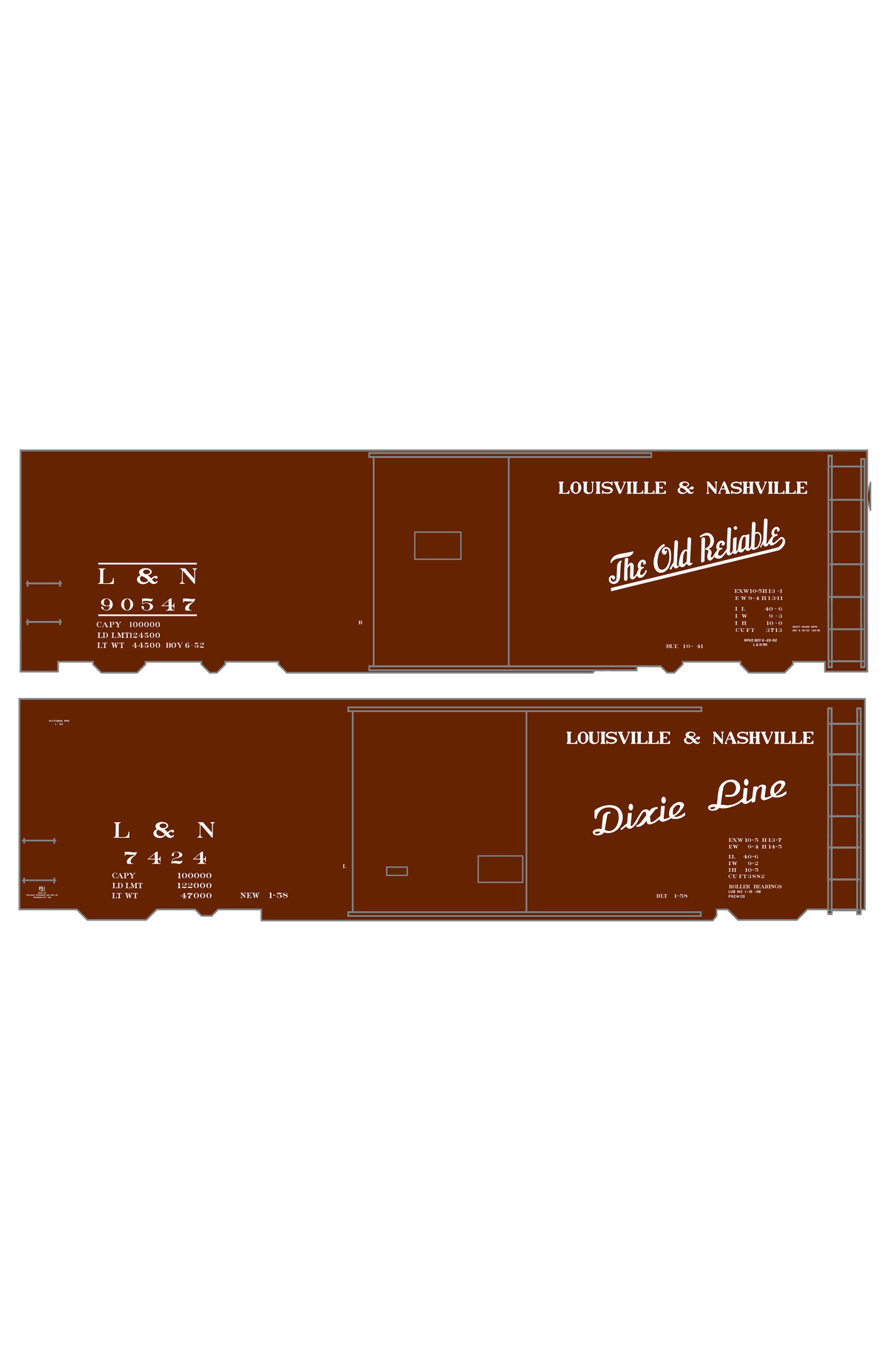 Louisville and Nashville 40 Ft Boxcar White