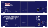 Louisville, New Albany and Corydon LNAC 40 Ft Boxcar White  - Decal