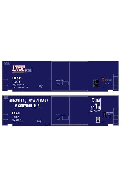 Louisville, New Albany and Corydon LNAC 40 Ft Boxcar White