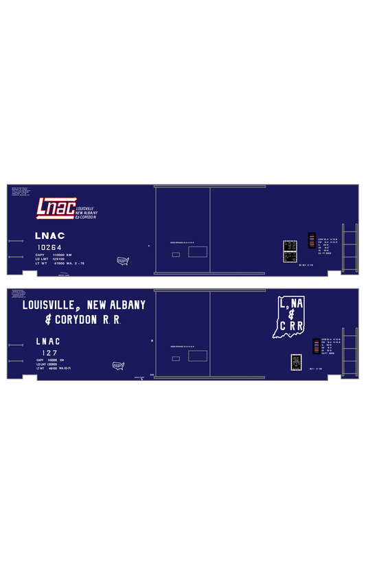 Louisville, New Albany and Corydon LNAC 40 Ft Boxcar White