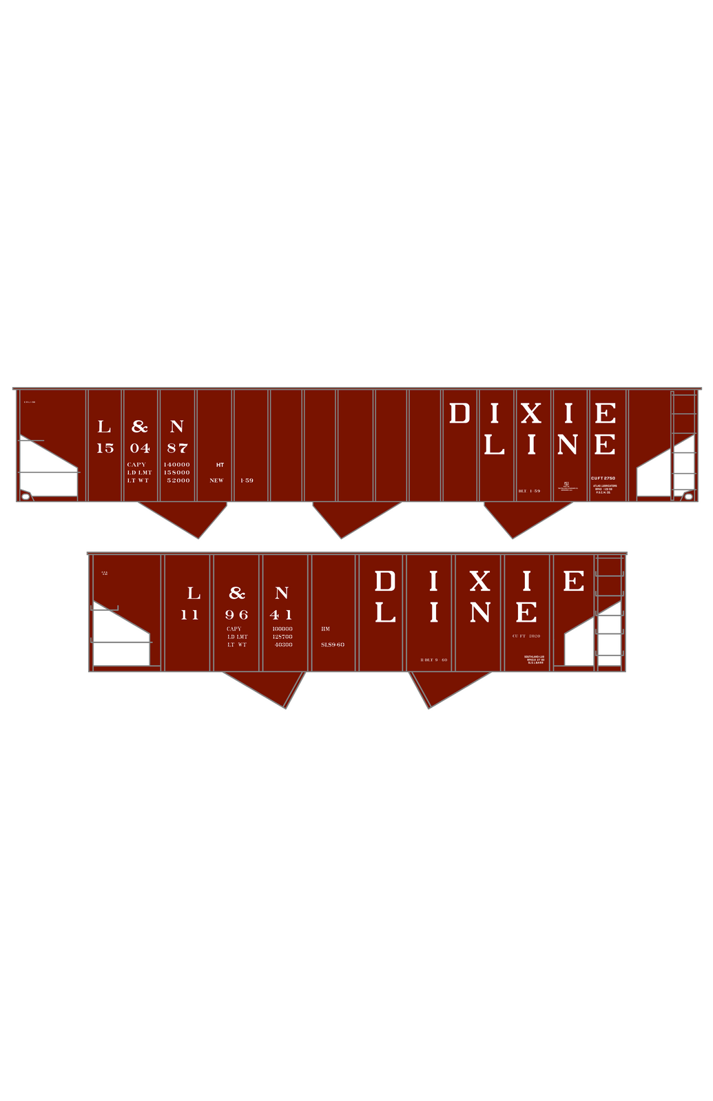 Louisville and Nashville Hopper Car White Roman Dixie Line