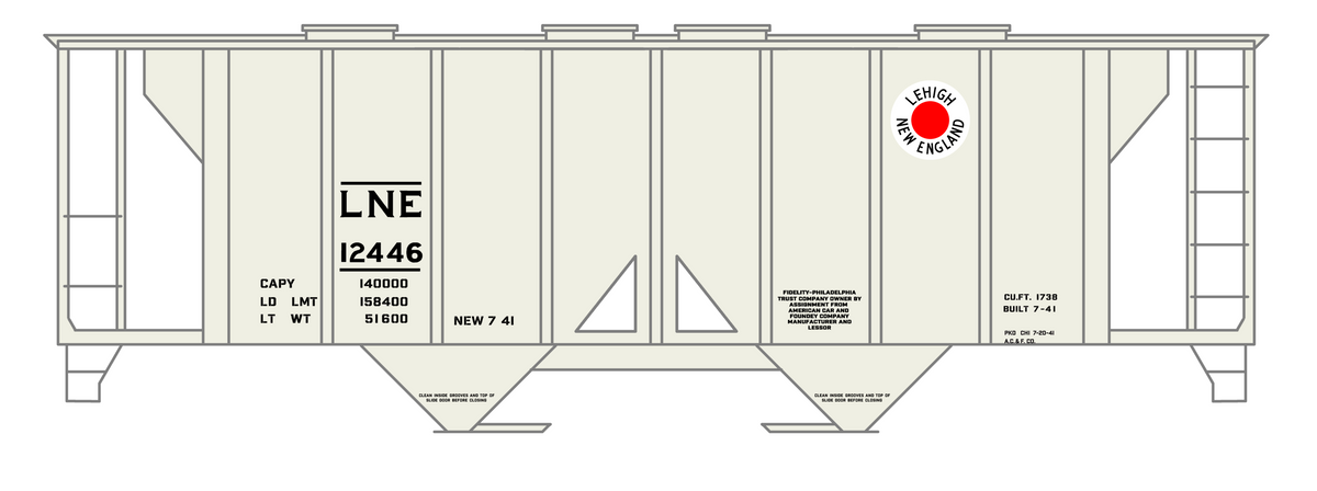 Lehigh and New England 70 Ton Cement Covered Hopper Black Small LNE