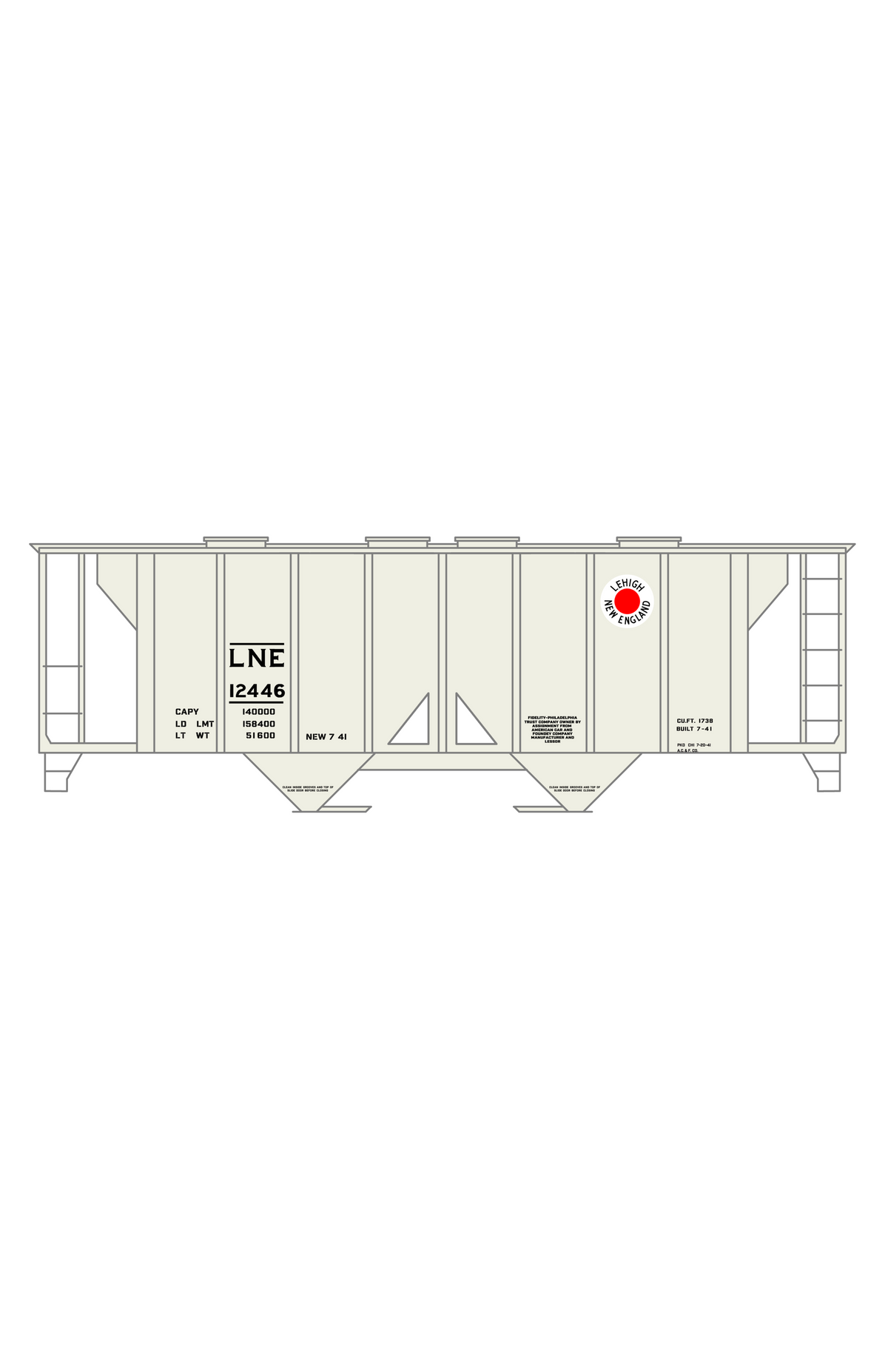Lehigh and New England 70 Ton Cement Covered Hopper Black Small LNE