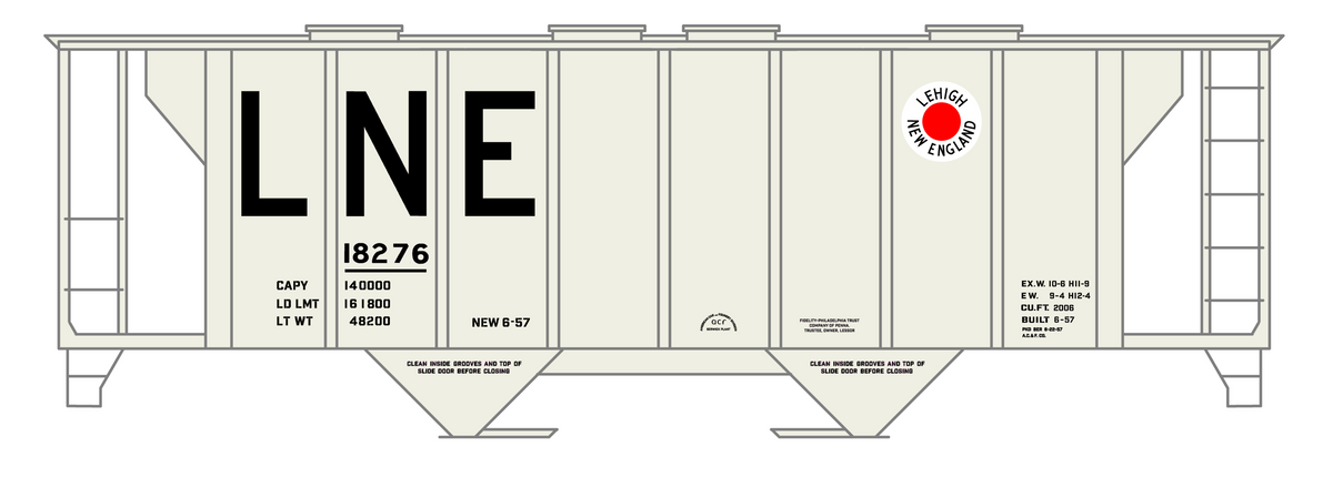 Lehigh and New England 70 Ton Cement Covered Hopper Black Big LNE