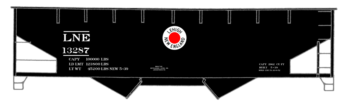 Lehigh and New England Offset Twin Hopper White Small LNE