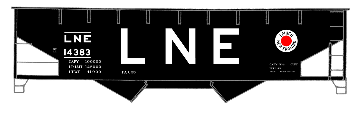 Lehigh and New England Offset Twin Hopper White Big LNE