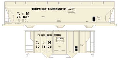 L&N Family Lines ACF Covered Hopper Black  - Decal