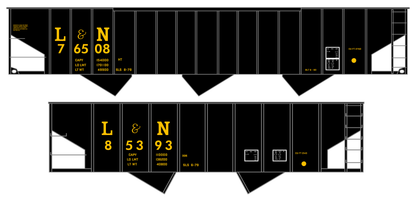 Louisville and Nashville Hopper Car Yellow Straight Serif Letter - Decal