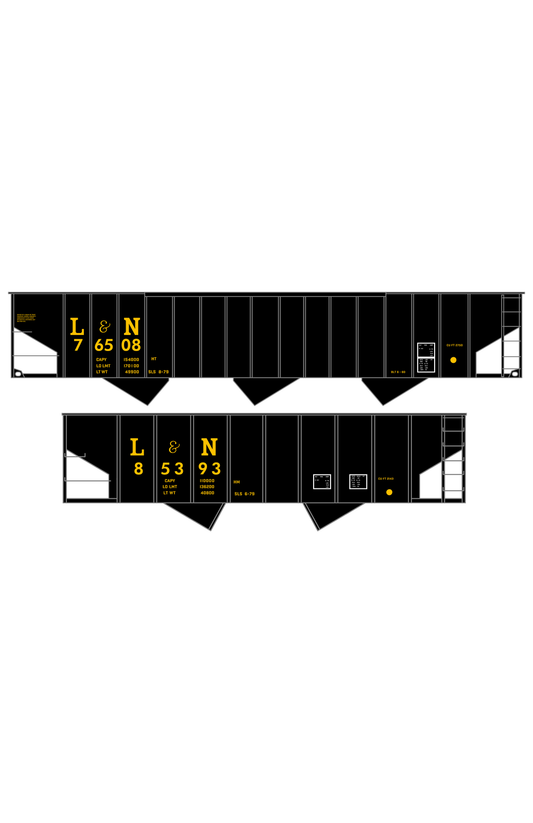 Louisville and Nashville Hopper Car Yellow Straight Serif Letter