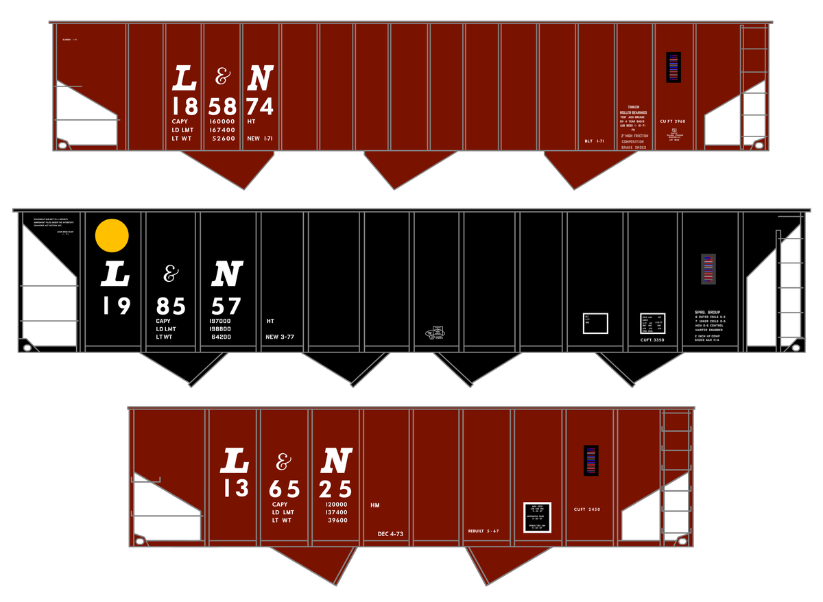 Louisville and Nashville Hopper Car White Slant Serif Letter - Decal