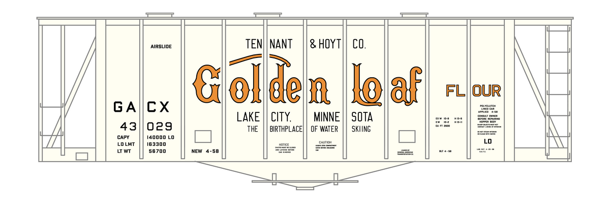 Tennant and Hoyt Golden Loaf Flour Airslide Covered Hopper Gold and Black