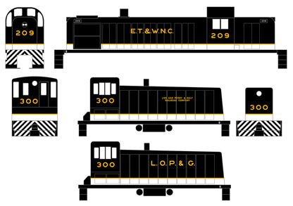 Live Oak, Perry & Gulf, South Georgia ET&WNC Diesel Locomotive Gold Southern Scheme