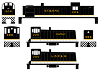 Live Oak, Perry & Gulf, South Georgia ET&WNC Diesel Locomotive Gold Southern Scheme - Decal