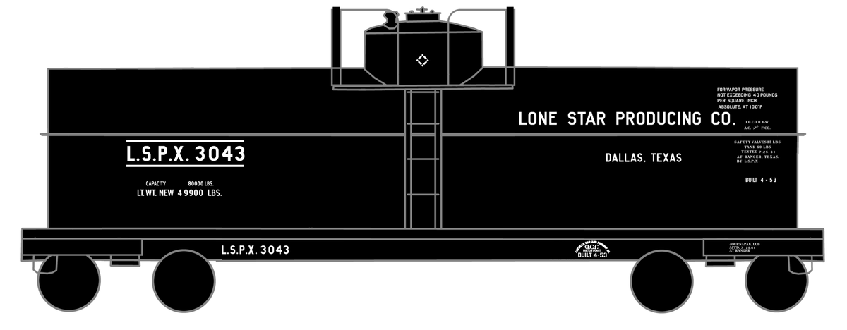 Lone Star Producing Co Tank Car White Dallas Texas