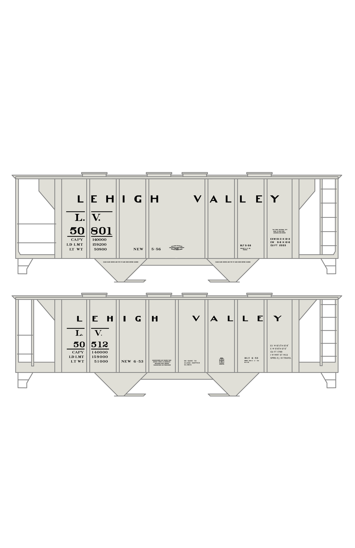 Lehigh Valley Two Bay Covered Hopper Black