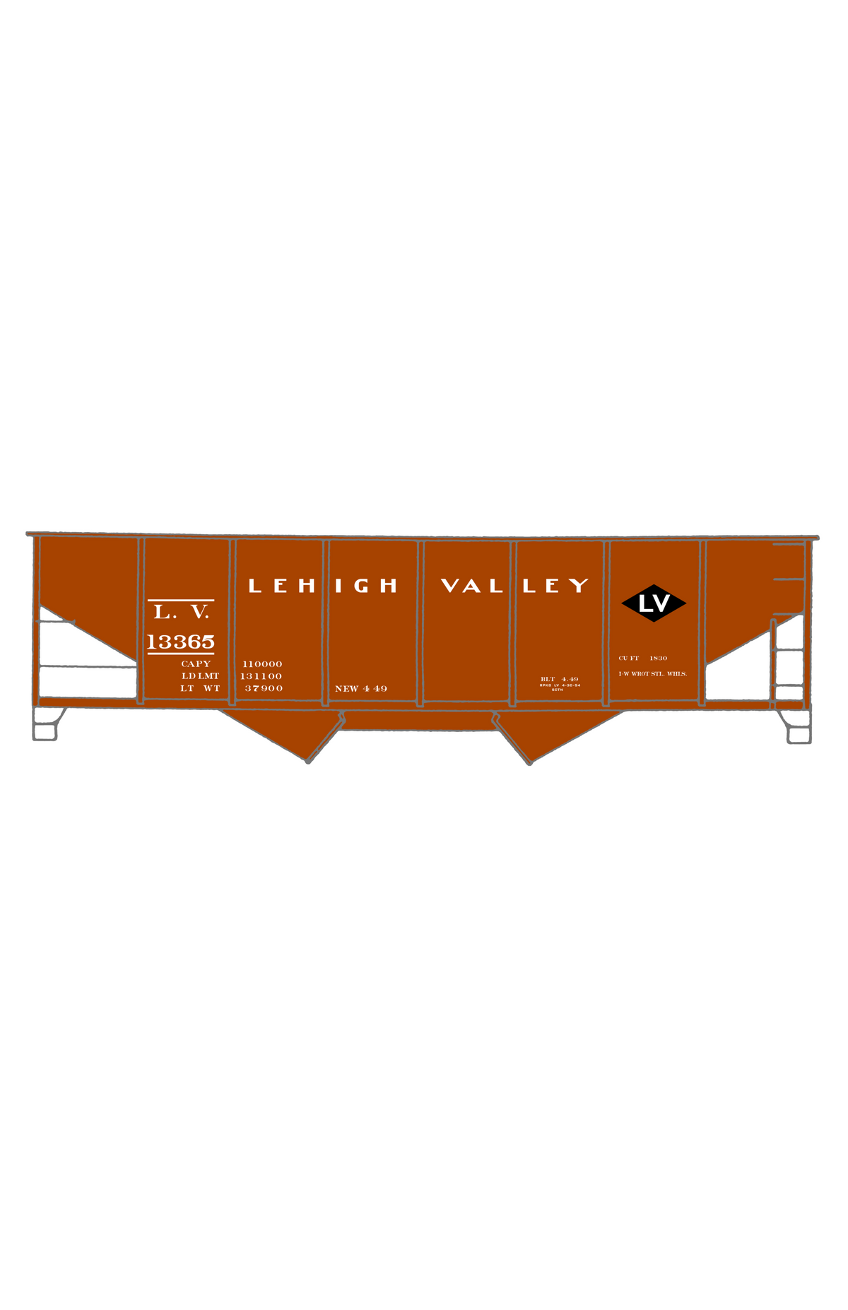 Lehigh Valley Twin Hopper Car White