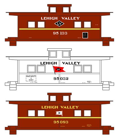 Lehigh Valley Caboose Black, White and Yellow Late Schemes