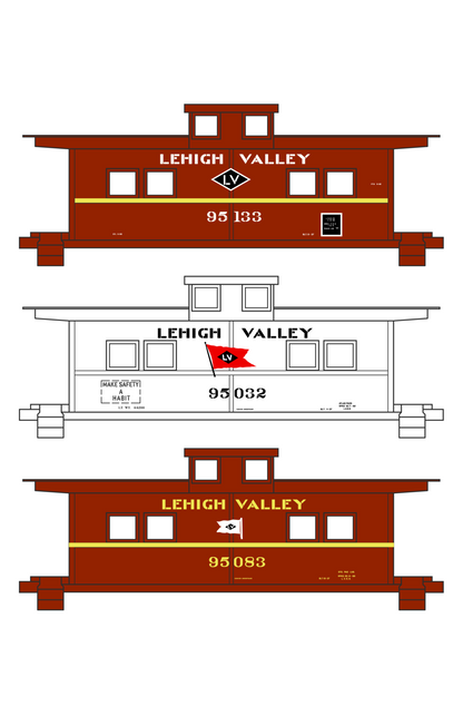 Lehigh Valley Caboose Black, White and Yellow Late Schemes