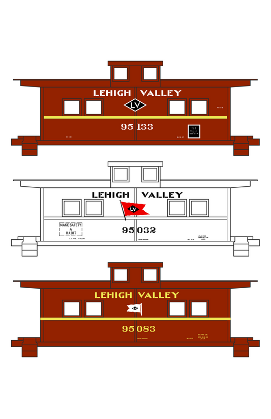 Lehigh Valley Caboose Black, White and Yellow Late Schemes