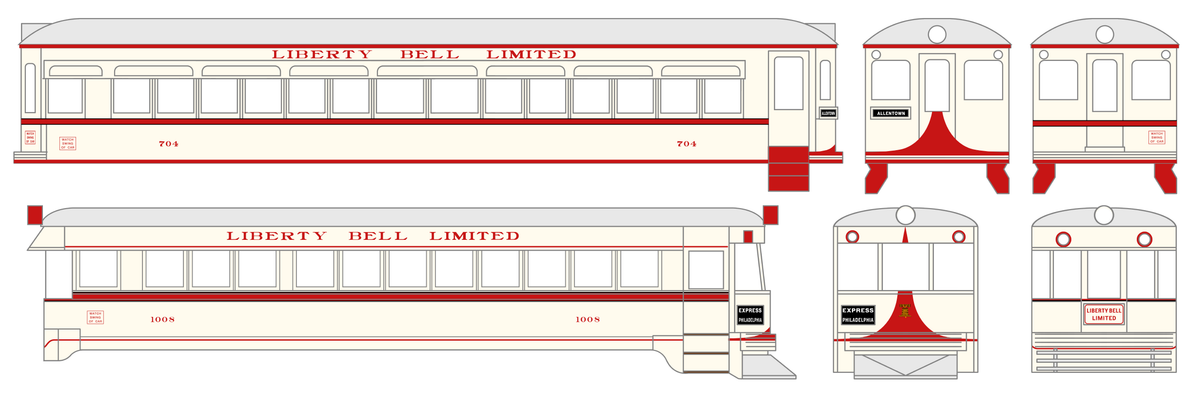 Lehigh Valley Transit Interurban Trolley Car Red Liberty Bell Limited