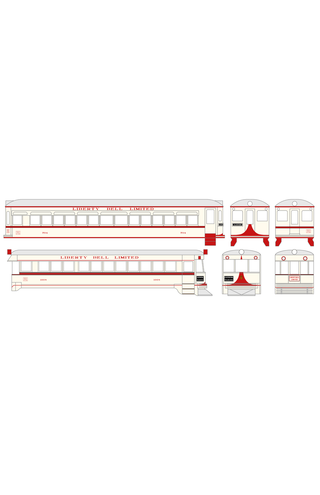 Lehigh Valley Transit Interurban Trolley Car Red Liberty Bell Limited