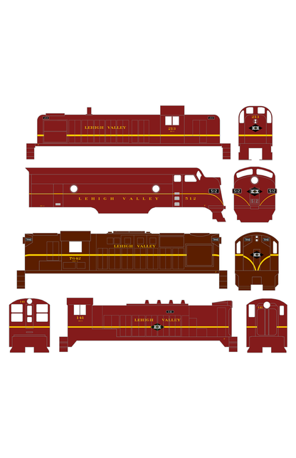 Lehigh Valley Diesel Locomotive Yellow Black Diamond Yellow Stripe Scheme - Decal