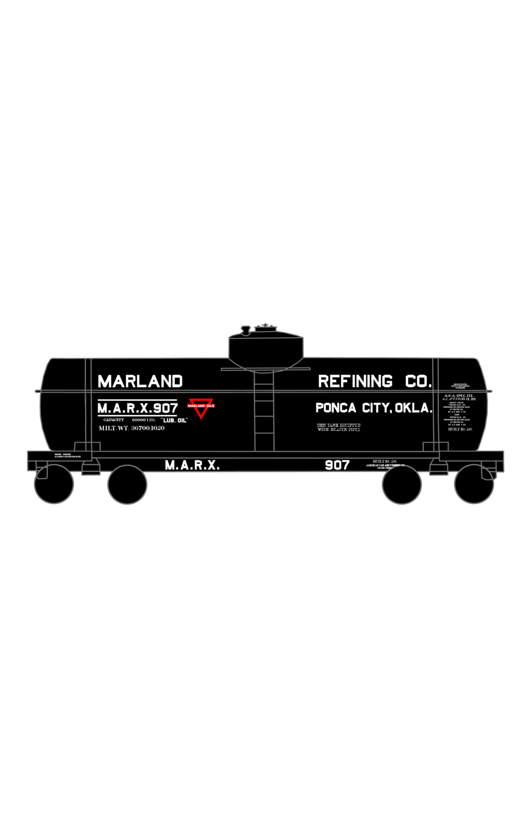 Marland Refining Co. Tank Car White Ponca City, Oklahoma