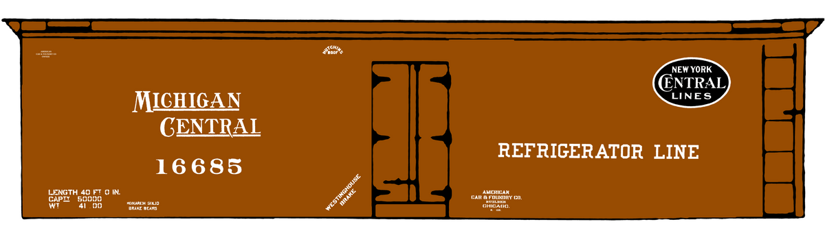 Michigan Central Wood Ice Reefer White New York Central