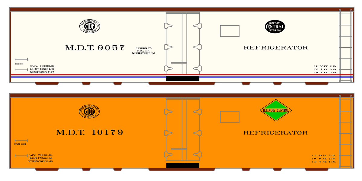 Merchants Despatch MDT NYC IC Steel Ice Reefer  Roman Lettering