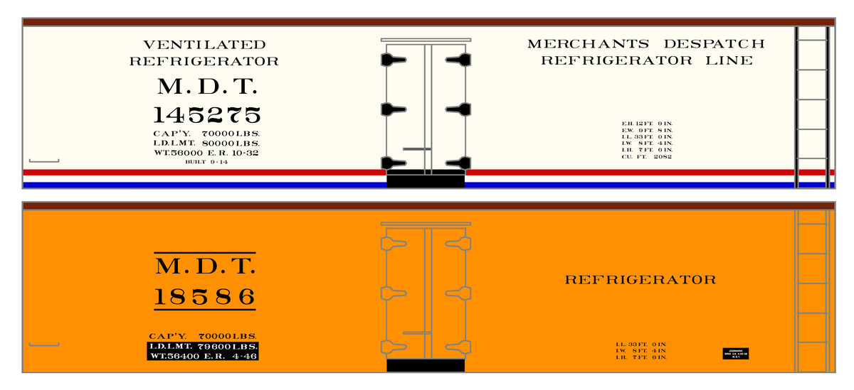 Merchants Despatch MDT Wood Ice Reefer  Roman Lettering
