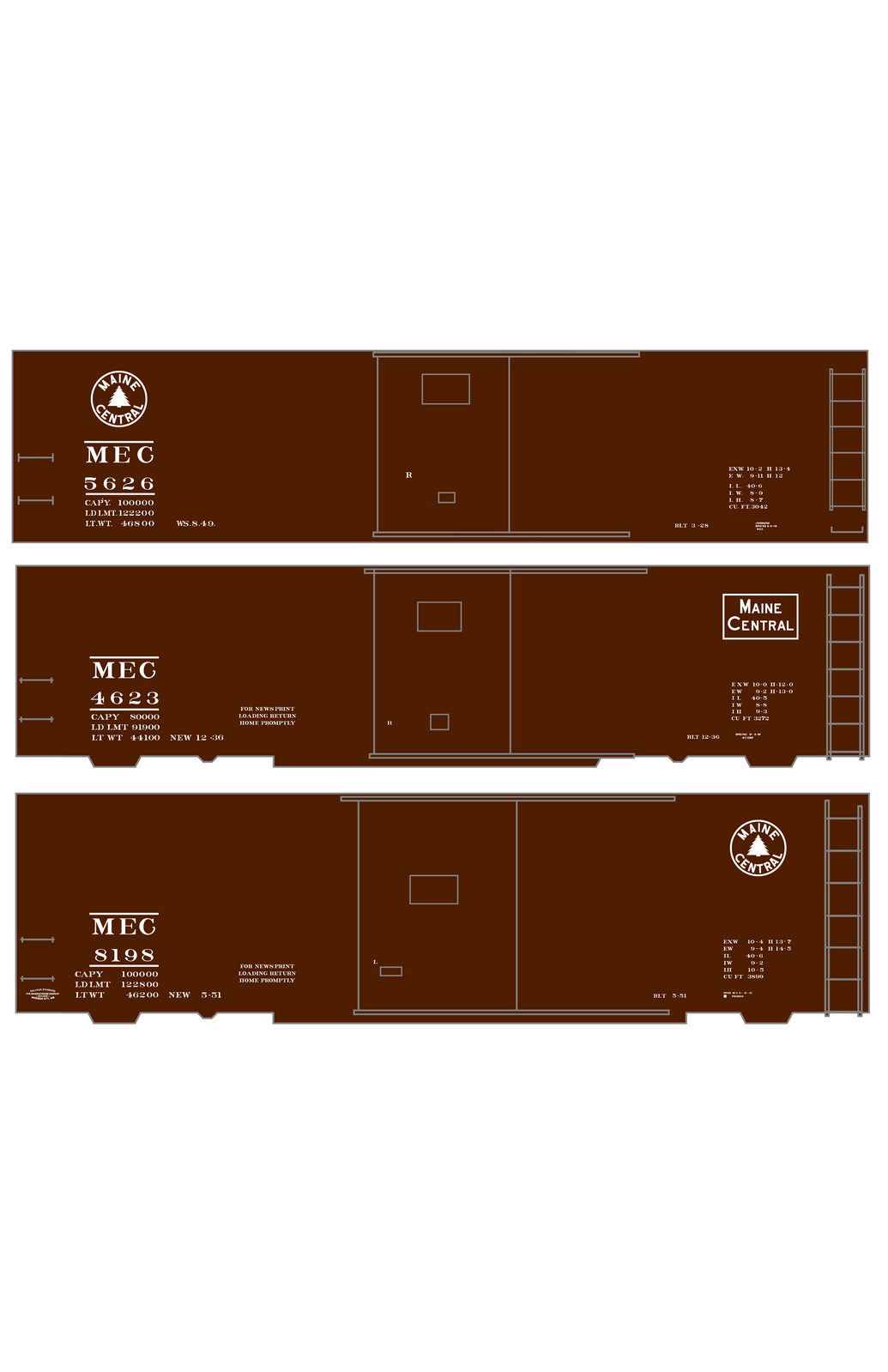 Maine Central 40 Ft Boxcar White
