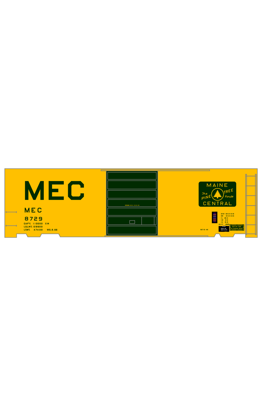 Maine Central 40 Ft Steel Boxcar Green For Yellow Car
