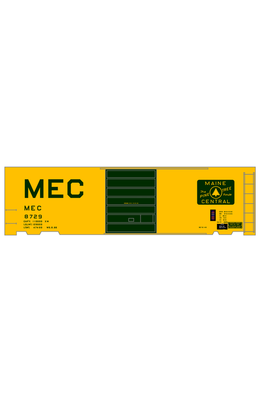 Maine Central 40 Ft Steel Boxcar Green For Yellow Car