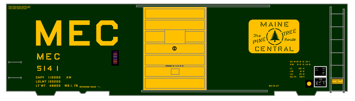 Maine Central 40 Ft Steel Boxcar Yellow Filled Yellow