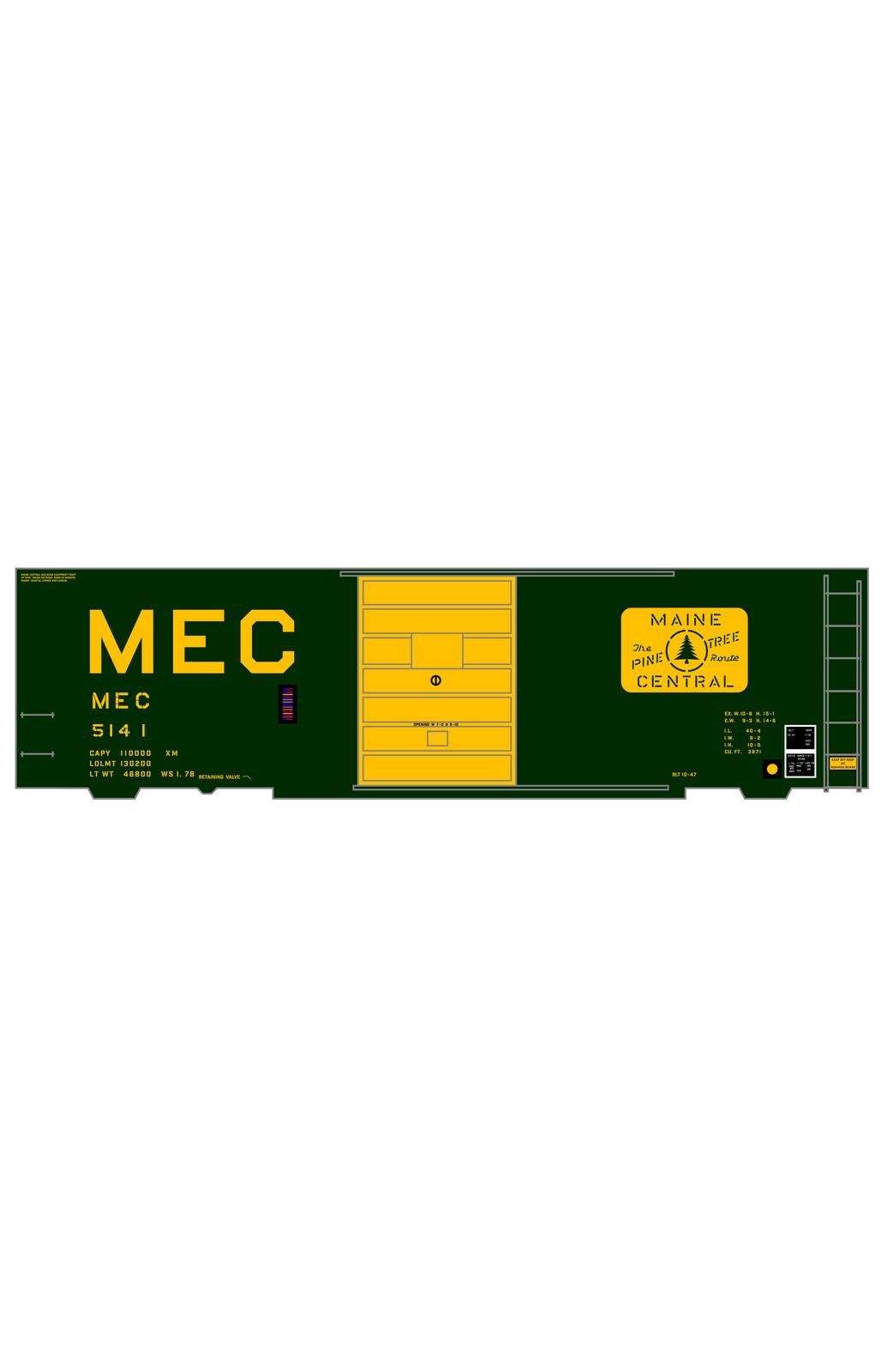 Maine Central 40 Ft Steel Boxcar Yellow Filled Yellow