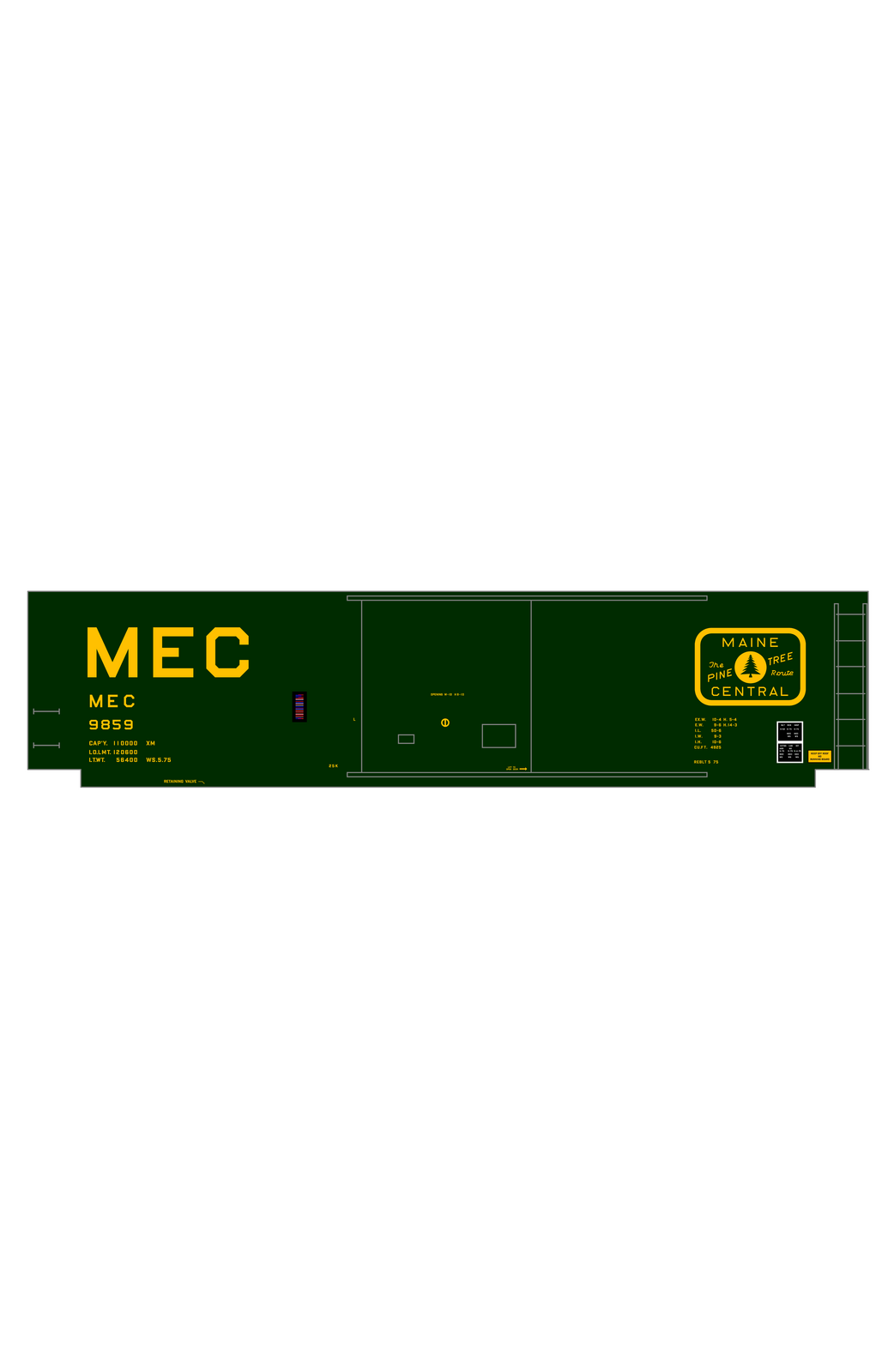 Maine Central 50 Ft Steel Boxcar Yellow Unfilled Herald