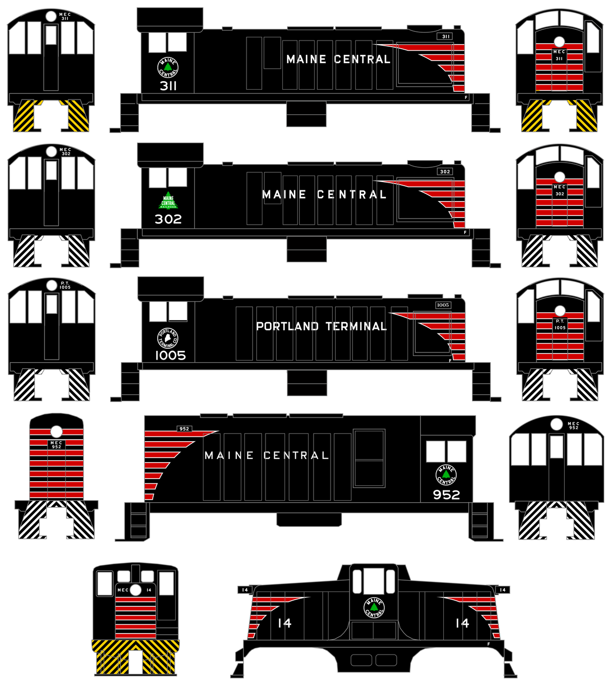 Maine Central Diesel Switcher Locomotive Red and White