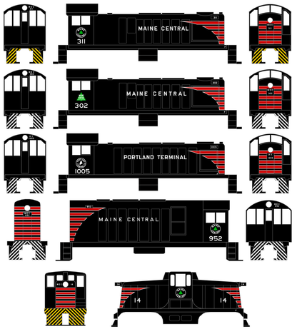 Maine Central Diesel Switcher Locomotive Red and White
