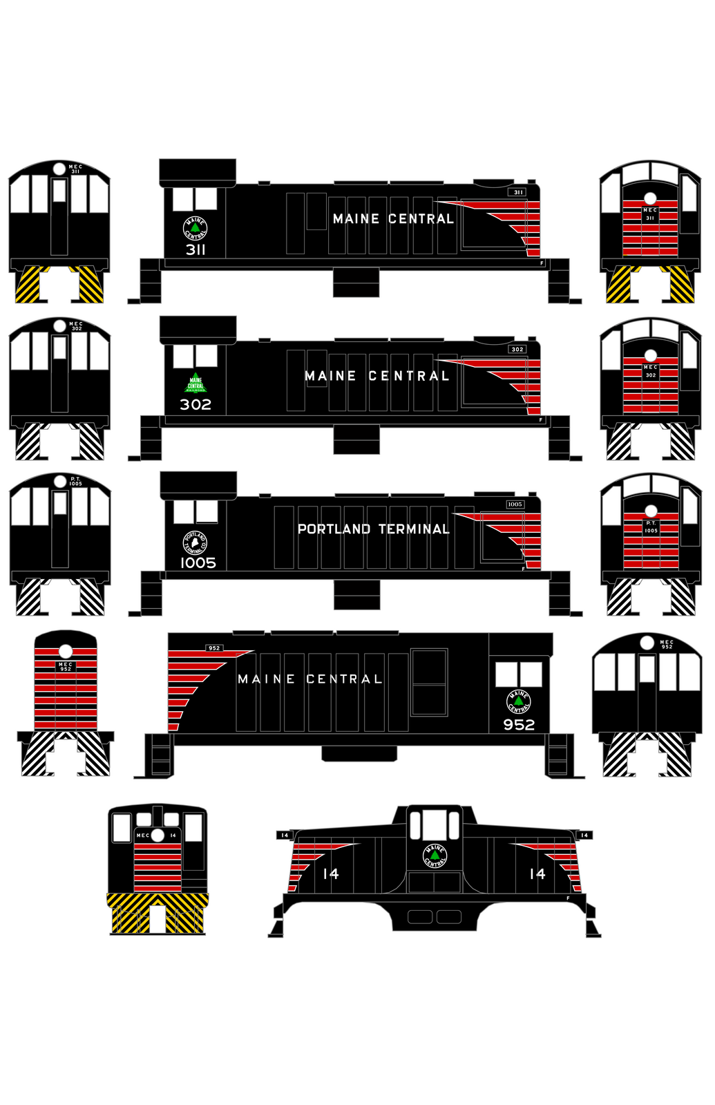 Maine Central Diesel Switcher Locomotive Red and White