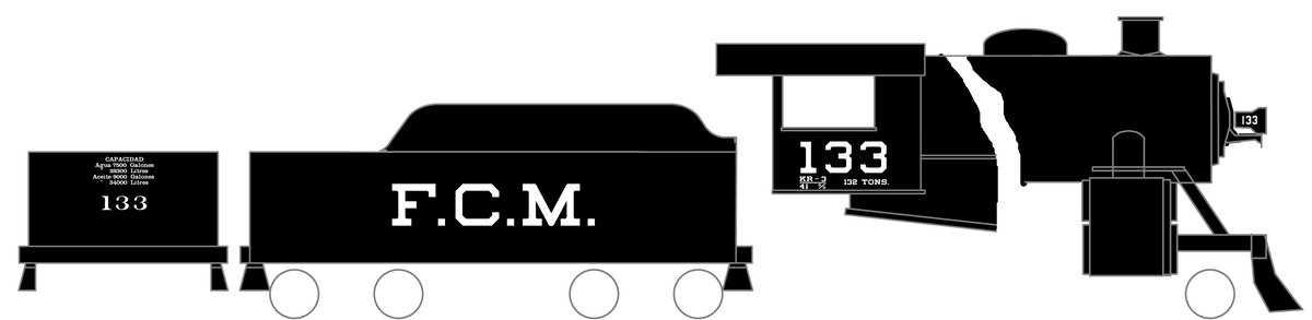 UdeY NdeT FCM Mexicano FCI Various Mexican Steam Locomotives White