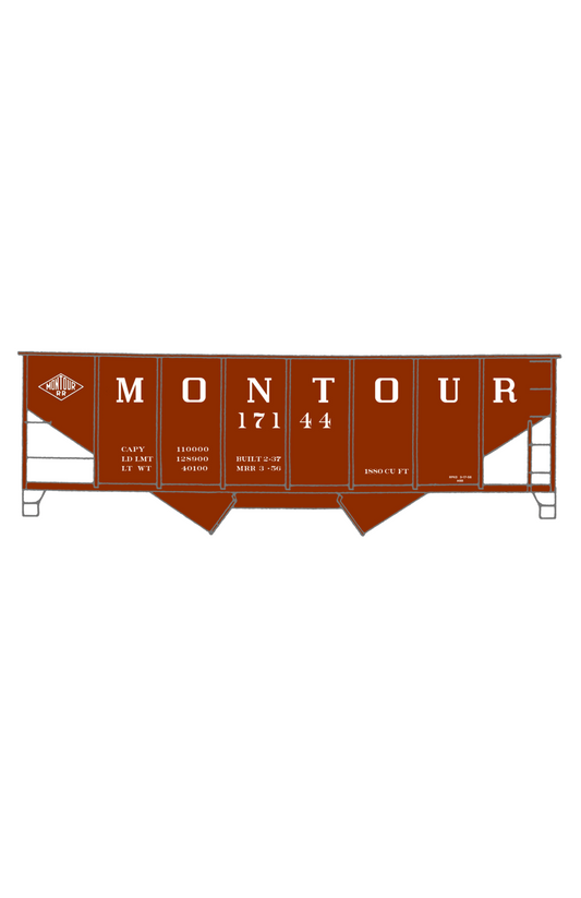 Montour Railroad Ribbed Twin Hopper White Big Lettering
