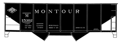 Montour Railroad Ribbed Twin Hopper White Small Lettering