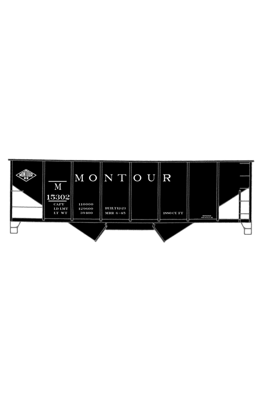 Montour Railroad Ribbed Twin Hopper White Small Lettering