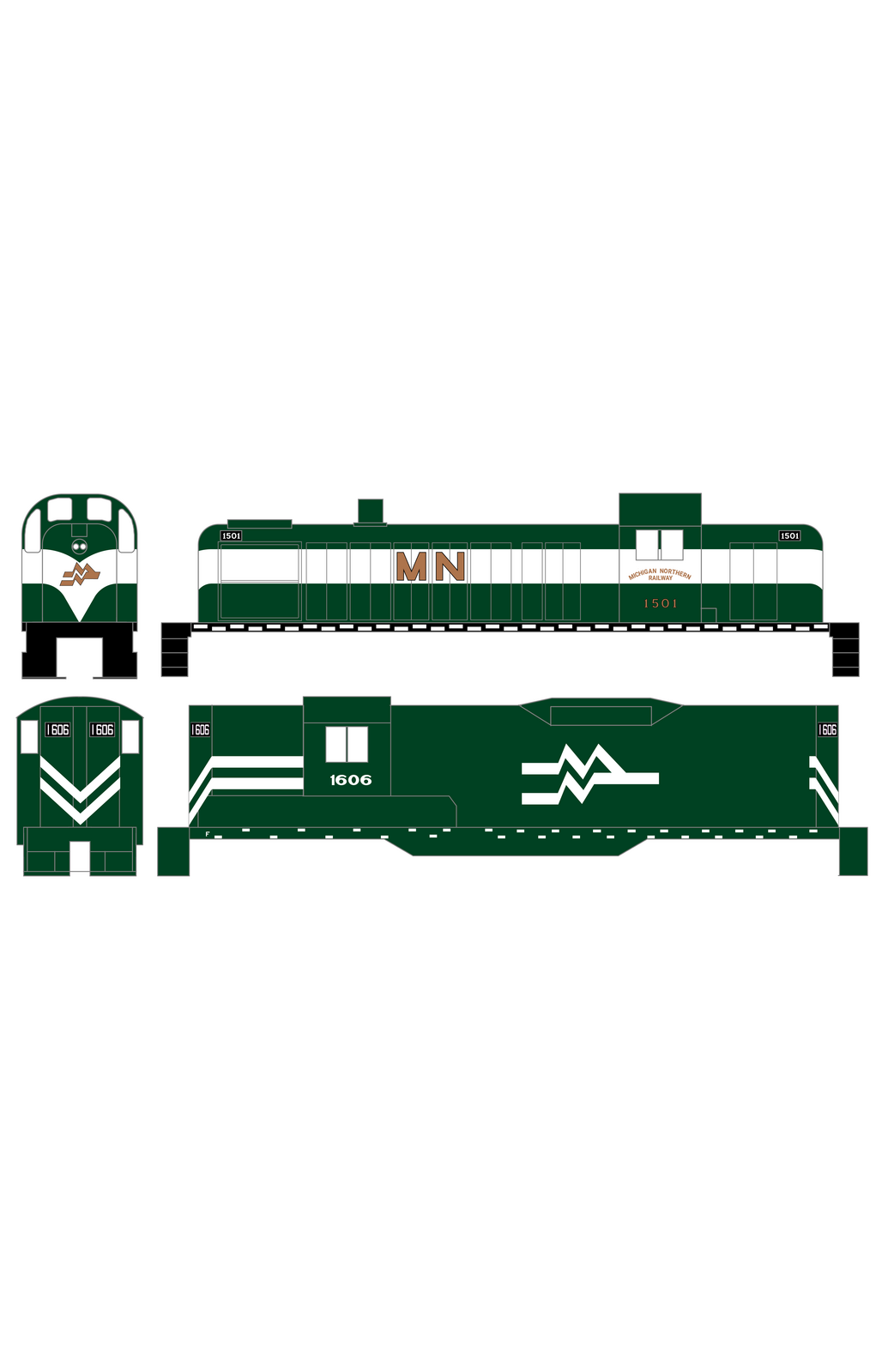 Michigan Northern Diesel Locomotive White and Gold