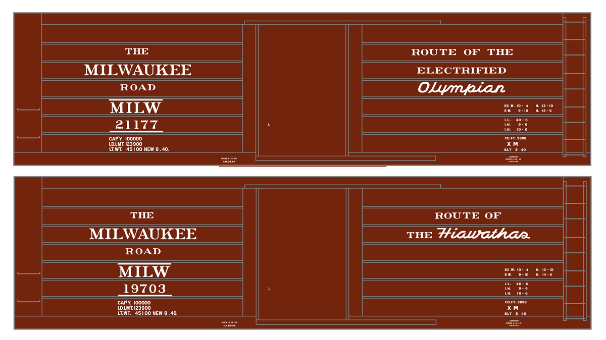 Milwaukee Road 40 Ft Boxcar White Olympian / Hiawatha