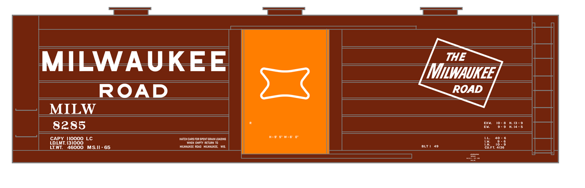 Milwaukee Road 40 Ft Boxcar White Block Letter