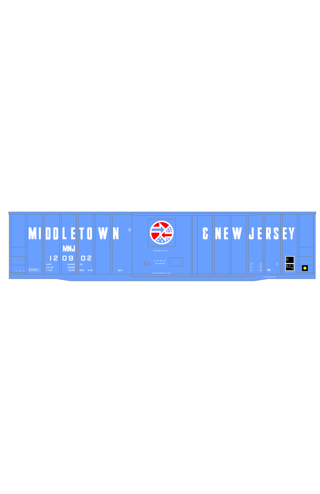 Middletown and New Jersey 50 Ft Ribbed Boxcar White