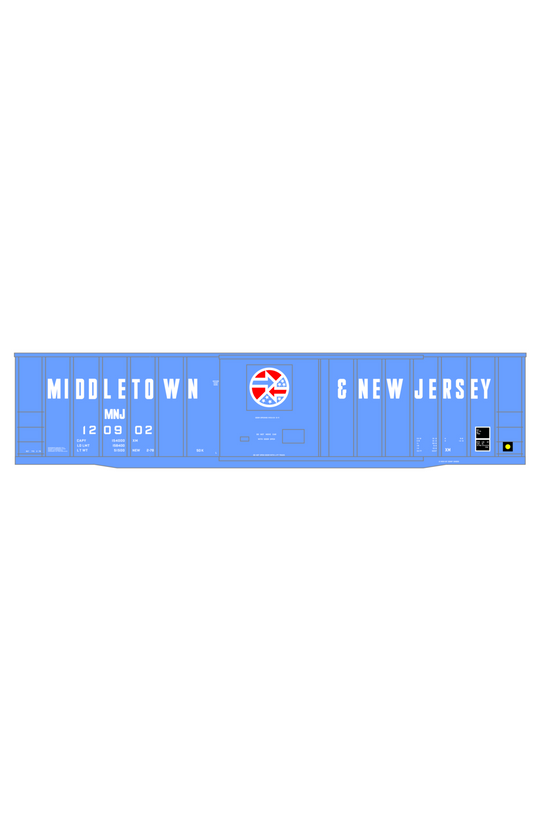 Middletown and New Jersey 50 Ft Ribbed Boxcar White